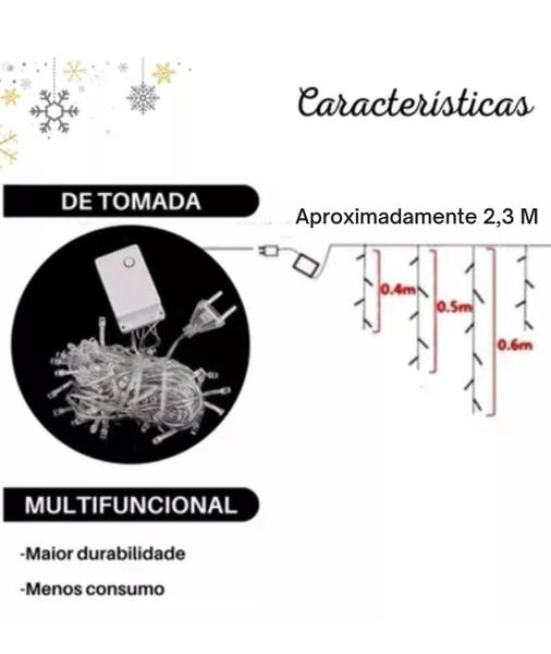 Imagem de Cascata Natalina Pisca-pisca 100led Colorido Luz 2m Wincy