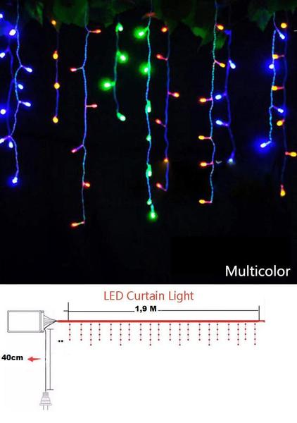 Imagem de Cascata Sacada Pisca Colorido 8 funções 100 Led 2 Metro 127V