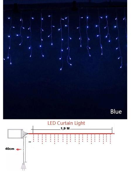 Imagem de Cascata Sacada Pisca Pisca Azul Fio Tr 100 LED 2 metro 127 V