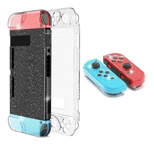 Imagem de Case Acrílico TPU Transparente Glitter Proteção Nintendo Switch Padrao