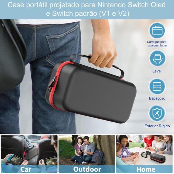 Imagem de Case Bolsa Nintendo Switch Oled Espaço Carregador Plug Br