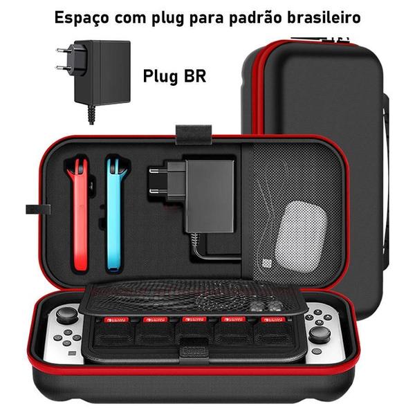 Imagem de Case Bolsa Nintendo Switch Oled Espaço Carregador Plug Br