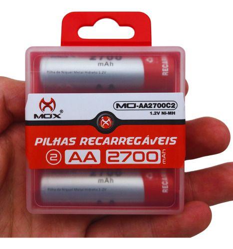 Imagem de Case C/ 2 Pilhas Recarregáveis 2700mah Aa 1.2v Ni-mh