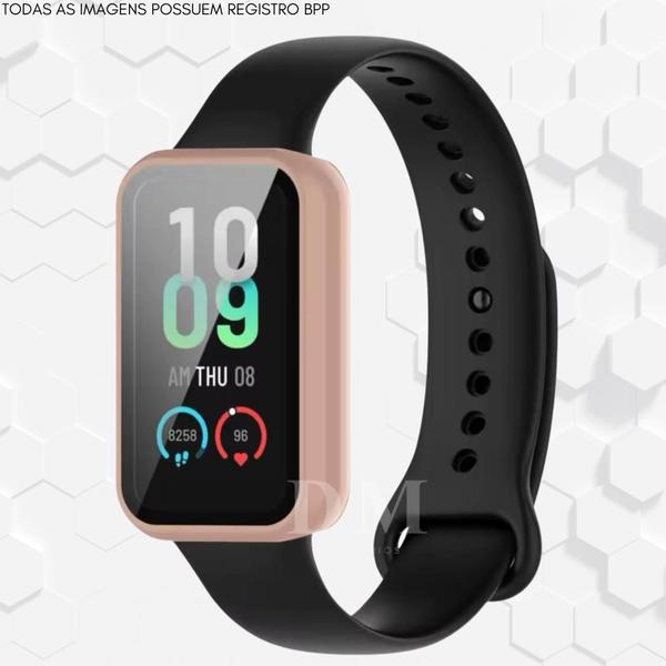 Imagem de Case Capa Bumper Proteção Vidro Tela Para Amazfit Band 7