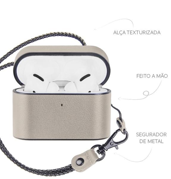 Imagem de Case Capa Proteção Couro Cantil Compatível com AirPods 3