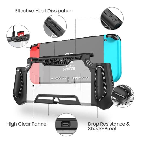 Imagem de Case Capa Shell Tpu Grip Ergonômico Analógico Joycon Compativel com Nintendo Switch Oled