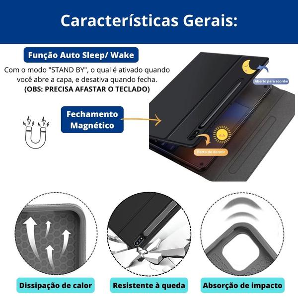 Imagem de Case com teclado magnetico compativel com Galaxy Tab A9+