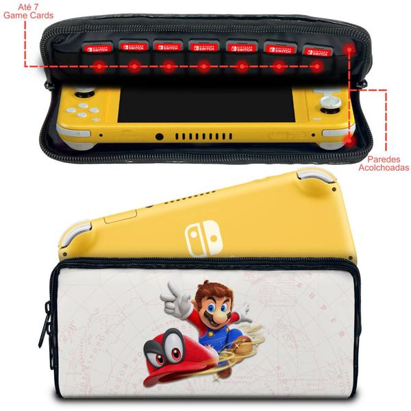 Imagem de Case Compatível Nintendo Switch Lite Bolsa Estojo - Super Mario Odyssey