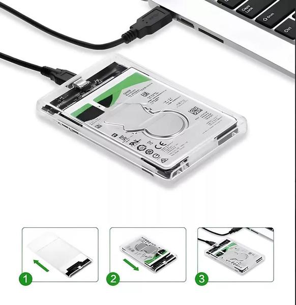 Imagem de Case Externo USB 3.0 Transparente para HD 2.5" SSD SATA