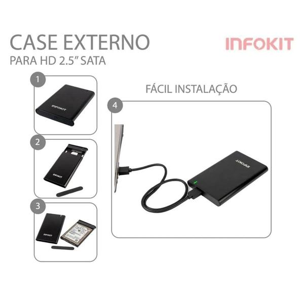 Imagem de Case Gaveta Hd Sata Externo 2,5 Notebook Usb 3.0 Slim Bolsa - INFOKIT