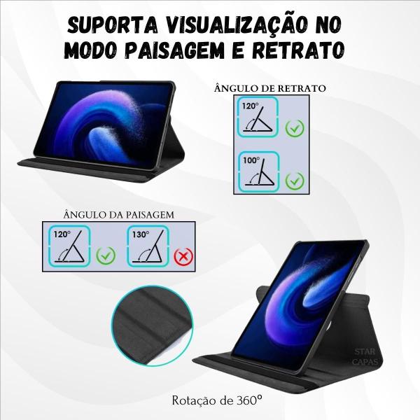 Imagem de Case Giratória Para Tablet Xiaomi Pad 6 Pro + Vidro + Caneta