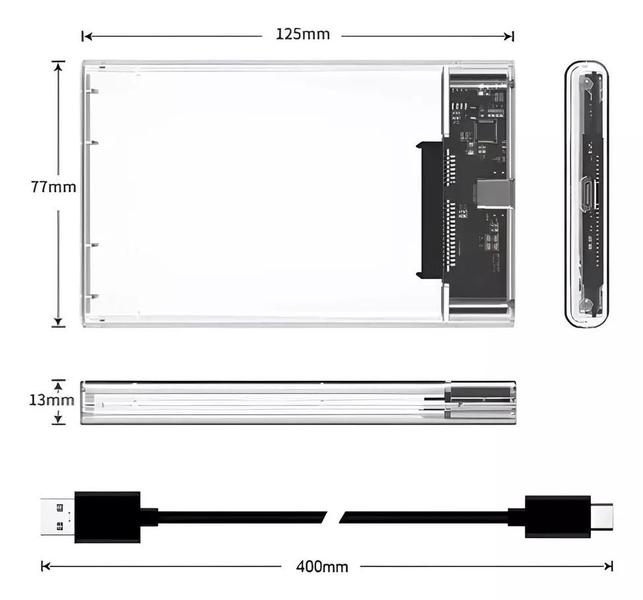 Imagem de Case Hd Externo Notebook Adaptador Ssd Gaveta Usb 3.1 Tip C