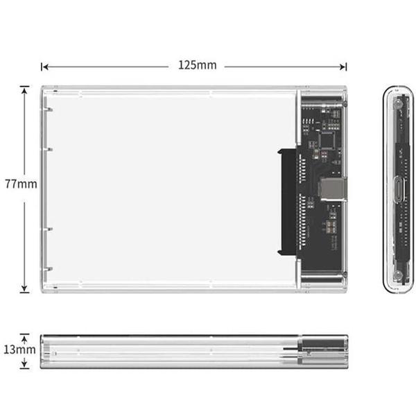 Imagem de Case Hd Externo Tipo C Sata 2.5 Usb 3.0 3tb Transparente