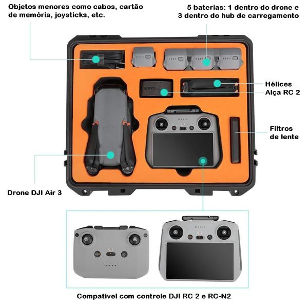 Imagem de Case Maleta Rígida para Drone DJI Air 3 e Acessórios