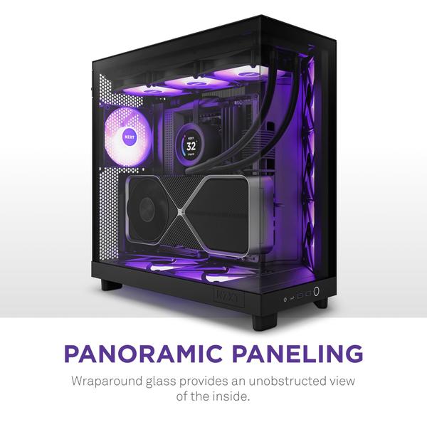 Imagem de Case NZXT H6 Flow RGB Mid-Tower com 3 ventiladores RGB preta