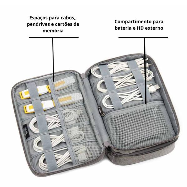 Imagem de Case Organizador Acessórios Eletrônicos Duplo Médio Cor