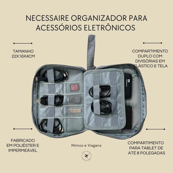 Imagem de Case Organizador Eletrônicos Cinza 22,6cm x 16cm - Poliéster