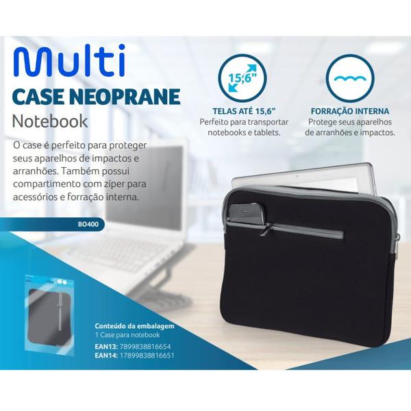 Imagem de Case p/notebook multi até 15.6" neoprene preto/cinza - bo400