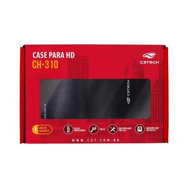 Imagem de Case para hd externo 2.5 usb 3.0 ch-310bk c3tech