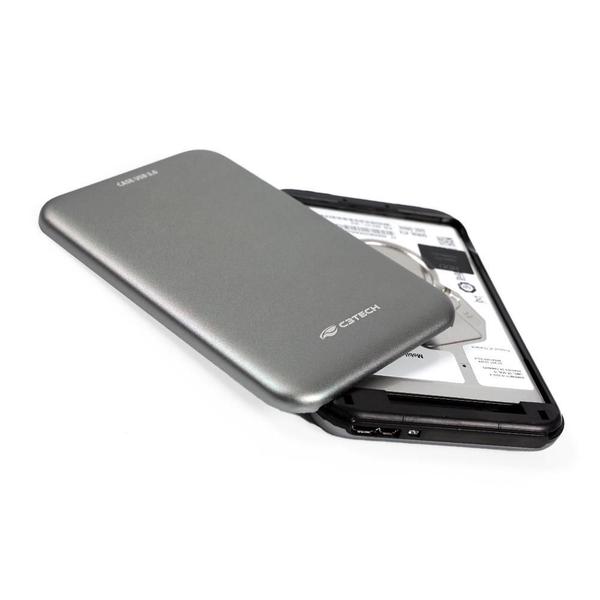 Imagem de Case para HD Externo 2,5 C3Tech, SATA, USB 3.0, Cinza - CH-350CB