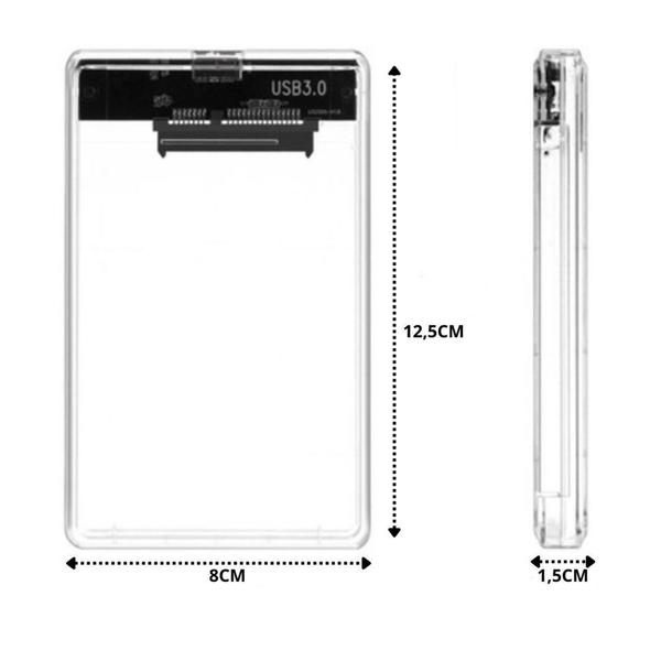 Imagem de Case Para Hd Externo Gaveta 2,5 Usb 3.0 Transparente Rápido - CSA