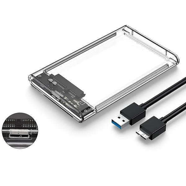 Imagem de Case para HD Externo Slim 2.5" Transparente USB 3.0 Sata para PC Notebook e Consoles