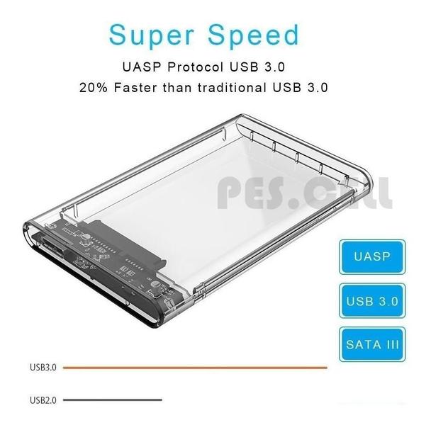 Imagem de Case Para Hd Externo Transparente Notebook 2.5 Usb 3.0 2