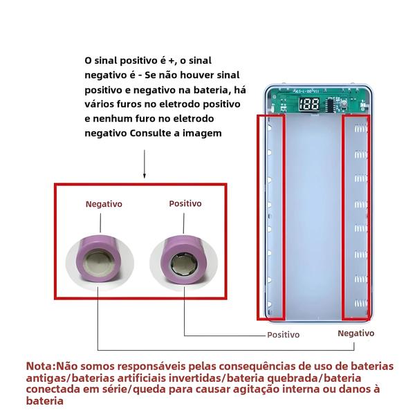 Imagem de Case Power Bank Dual USB Type-C com Suporte para Bateria 18650 - Carregamento Portátil para iPhone e Xiaomi