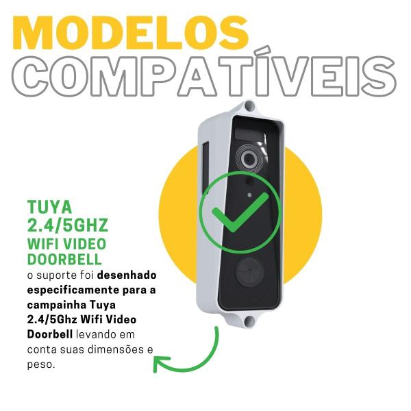 Imagem de Case Protetor AntiVandalismo Furto e Chuva Compatível com Campainha Tuya 2.4/5Ghz Wifi Video Doorbell