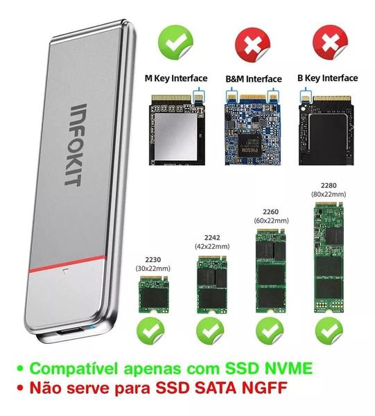 Imagem de Case Ssd Infokit Sata M2 Nvme Nv1 Nv2 Usb 3.1 Type-C 10Gb