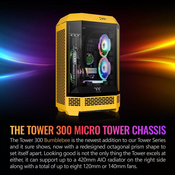 Imagem de Case Thermaltake Tower 300 Bumblebee Micro-ATX com ventilador de 2x140 mm