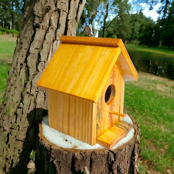 Imagem de Casinha de Passarinho de Madeira Ninho - Casa de Pendurar - Decore Casa