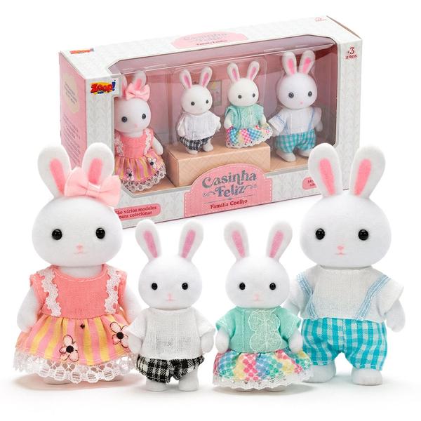Casinha Feliz Coleção Família Dos Coelhos Com 4 Bonecos ZP01378