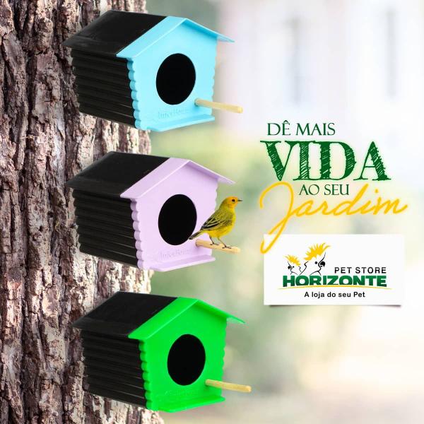 Imagem de Casinha Passarinho Ar Livre - Preto e Verde Ninho Externo para Pássaros da Natureza Quintal Jardim