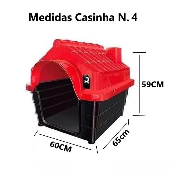 Imagem de Casinha Pet Porte Médio N4 + 2 Comedouro Inox Antiderrapante