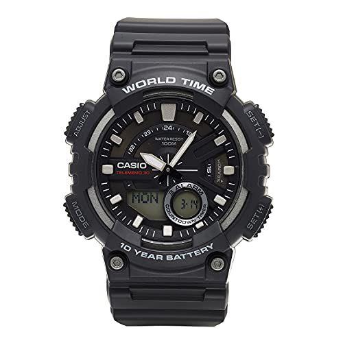 Imagem de Casio Men's Sports Quartz Watch com alça de resina, preto, 28.6 (Modelo: AEQ110W-1AV)