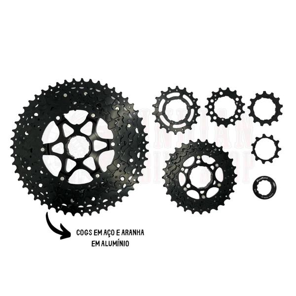 Imagem de Cassete 11v sunrace ms8 11/51d preto mtb serve shimano m5100 1x11v