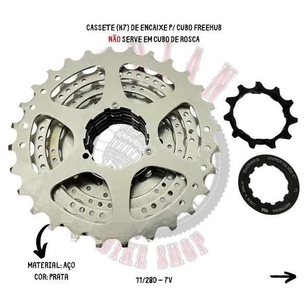 Imagem de Cassete 7v shimano k7 altus hg41 11/28d 21v 3x7v 2x7v tourney a070 - speed / urbano