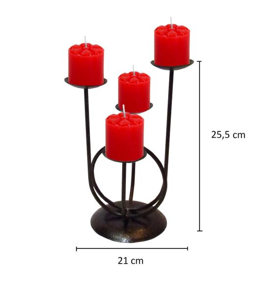 Imagem de Castiçal 4 Aros Vela Vermelha Dia Dos Namorados Romântico