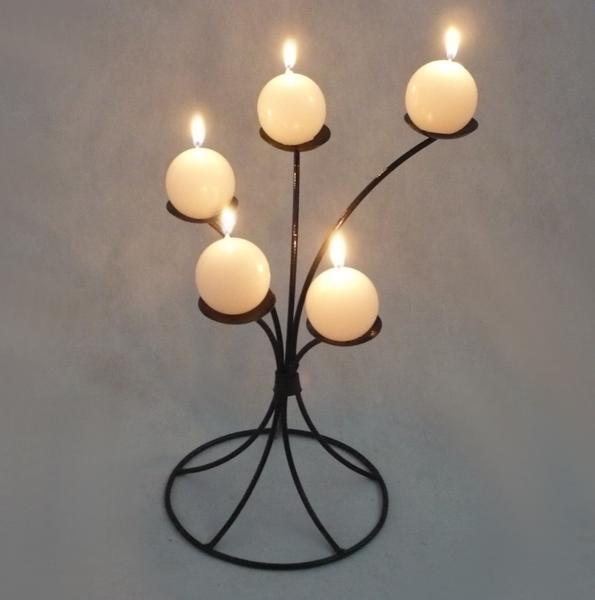 Imagem de Castiçal 5 arcos Porta Vela bolinha Candelabro Decorativo