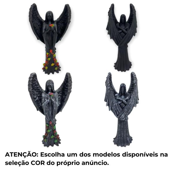 Imagem de Castiçal Anjo Negro Fêmea ou Macho Resina 25cm-Selecione Cor