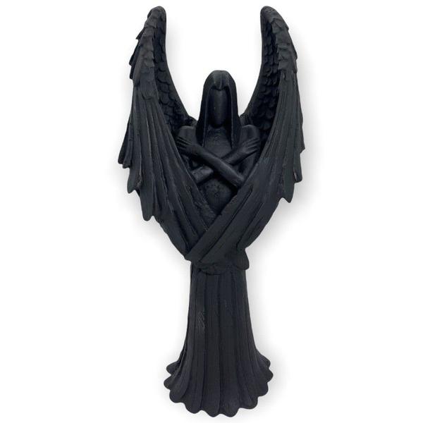 Imagem de Castiçal Anjo Negro Fêmea ou Macho Resina 25cm-Selecione Cor