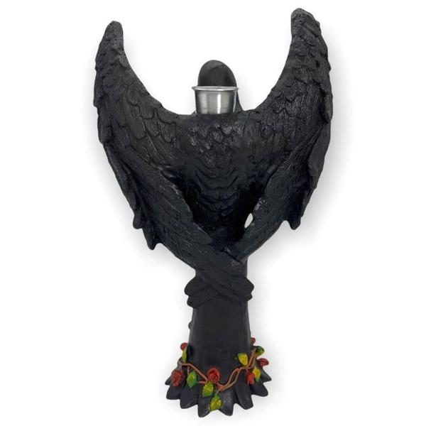 Imagem de Castiçal Anjo Negro Fêmea Ou Macho Resina 25Cm-Selecione Cor