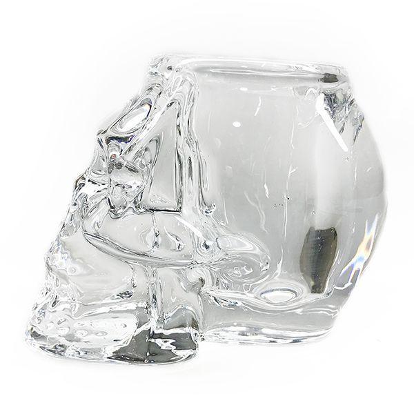 Castiçal Caveira em Vidro Grosso Decorativa - Transparente - BTC Imagem de Castiçal Caveira em Vidro Grosso Decorativa - Transparente
