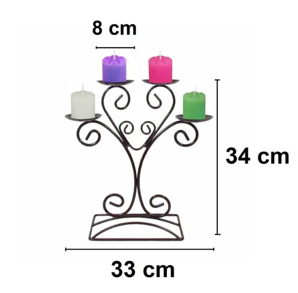 Imagem de Castiçal Coroa Advento Candelabro Porta 4 Velas Mesa Cores 2