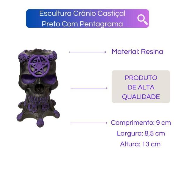 Imagem de Castiçal Crânio Wicca Rosa Caveira Resina - Escolha O Modelo