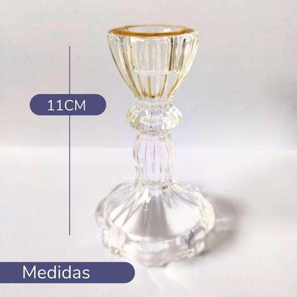 Imagem de Castiçal Cristal de Vidro Decorativo Para Velas Dourado