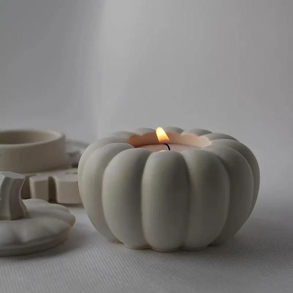 Castiçal de Abóbora de Halloween - Molde de Silicone para Decoração DIY Imagem de Castiçal de Abóbora de Halloween - Molde de Silicone para Decoração DIY