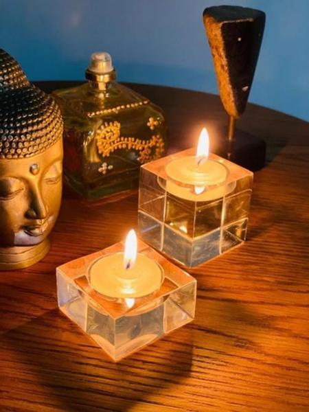 Castiçal De Acrílico Maciço - Conjunto De 2 Unidades - Vela - Exhimia Imagem de Castiçal De Acrílico Maciço - Conjunto De 2 Unidades - Vela