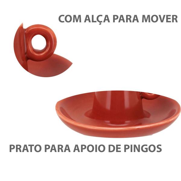 Castiçal De Cerâmica Laranja Porta Velas Com Pegador 6x11cm - NH Imagem de Castiçal De Cerâmica Laranja Porta Velas Com Pegador 6x11cm